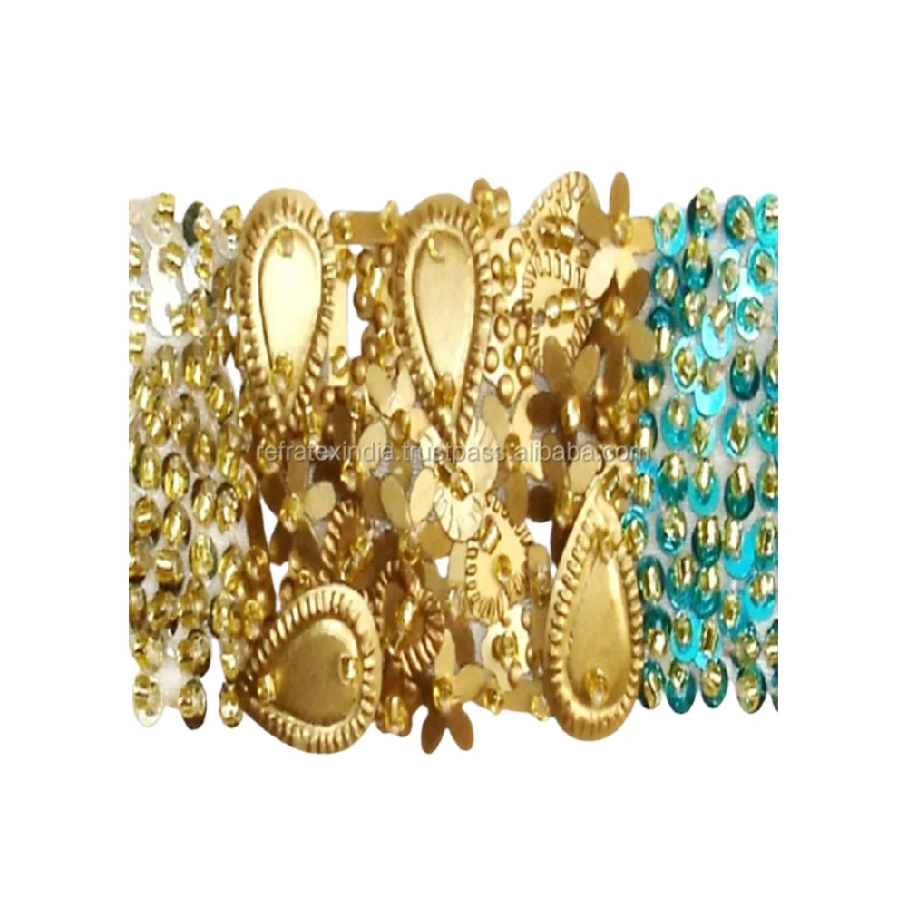 Golden Blue Beaded Trim BGT135