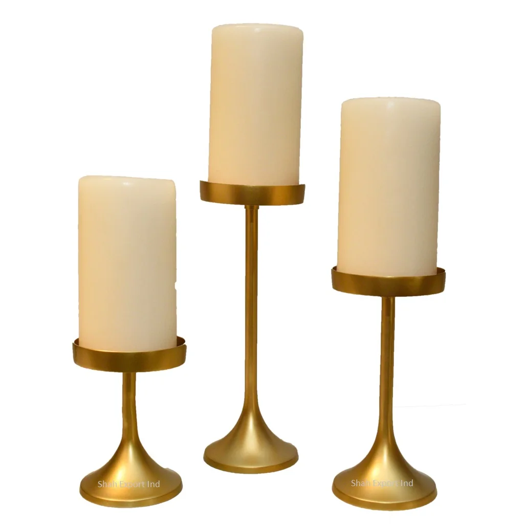 Fancy Gold Candle Holders Metal Candlestick Holder for Taper Candles Set of 3 for Home Wedding Dinning Party Decor