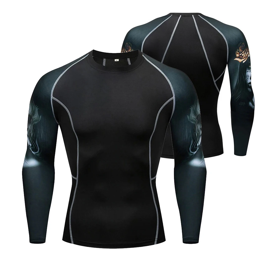 Mma Rash Guard Tops Rash Guard Custom For Men Compression Long Sleeve Compression Rash Guard