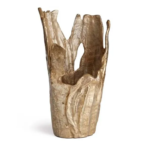 Custom Logo New Arrival Modern Luxury 6x6x12 Inch Aluminum Metal Flower Vase with Gold Finish for Home Hotel Decorations