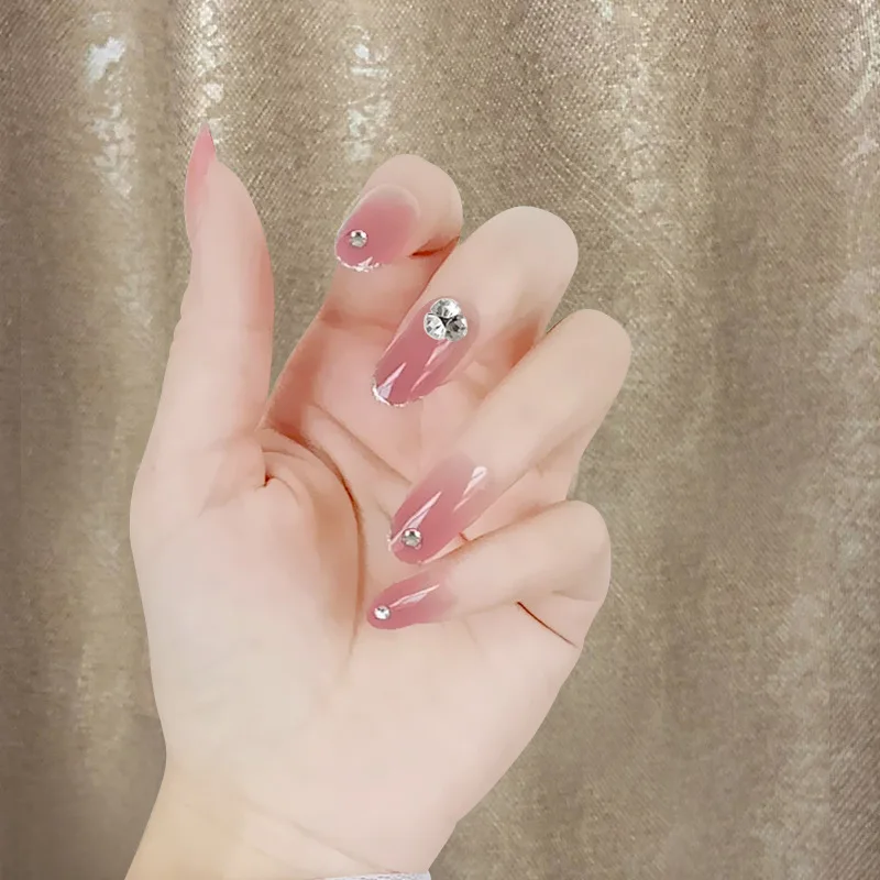 Длинный овальный 24 шт. накладные ногти упаковка без токсичных накладные ногти Маникюр Французский Выходные туфли на выпускной бал искусственные ногти