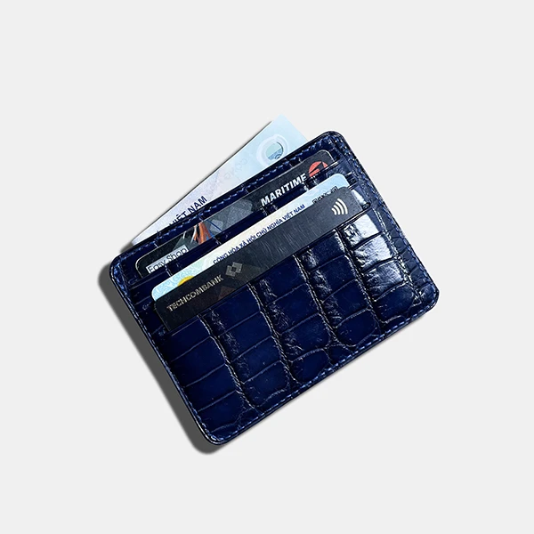 Genuine Crocodile Leather Card Holder Minimalist Slim Card Wallets Custom Slim Business Card Holder Made In Vietnam