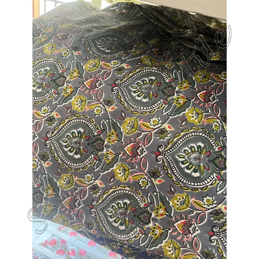Indian Sanganeri Hand Block Mughal Buta Print 100% Cotton Kimono Rob Fabric New Design Plain Kimono Rob Fabric Dying & Printing