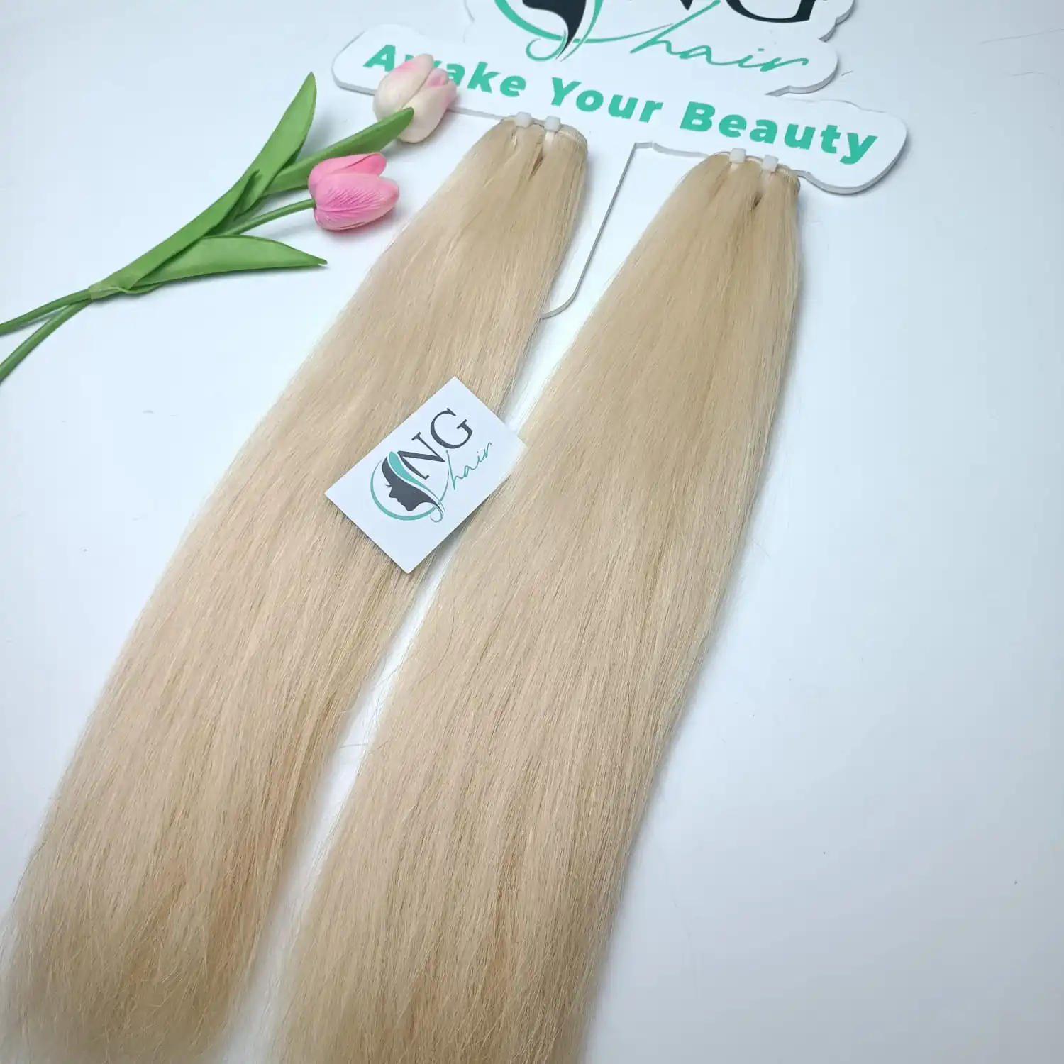 Top Product High Quality Straight Style Weft Hair Extensions With Blonde Color For Women