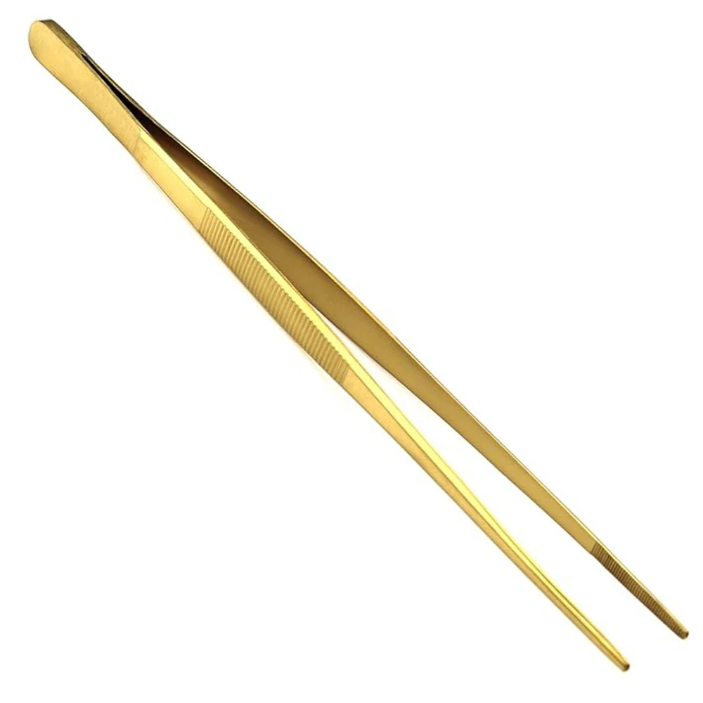 Long Chef Plating Tweezers Stainless Steel 20 cm Straight Regular Tip Kitchen Cooking Tweezers Tongs