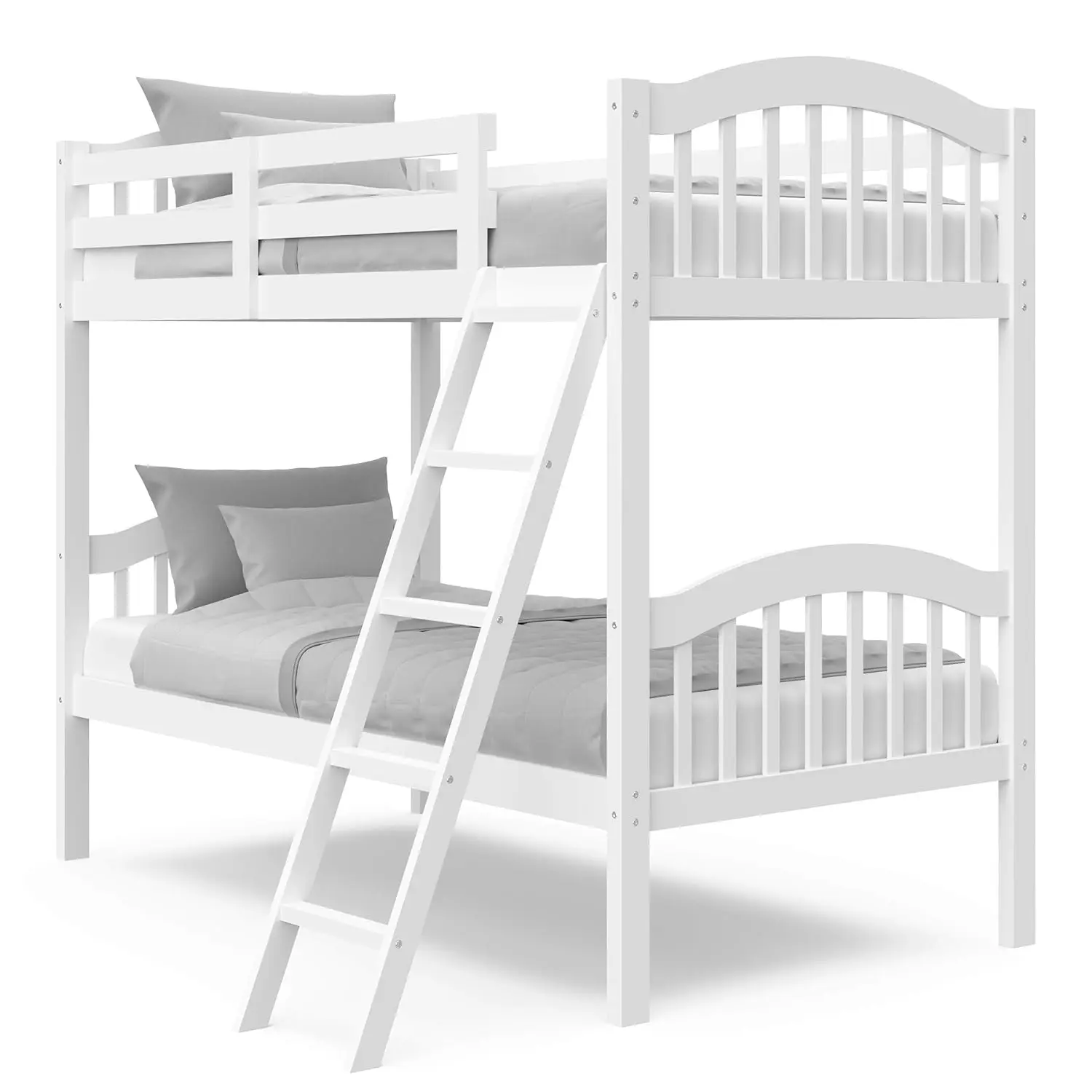 Long Horn Twin-Over-Twin Bunk Bed (White)