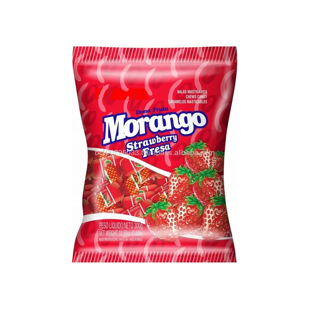 Hot Selling Wholesale Chewy Candies Fruit Gummy Jelly Candy Lollipop Soft Sweets Strawberry Candy