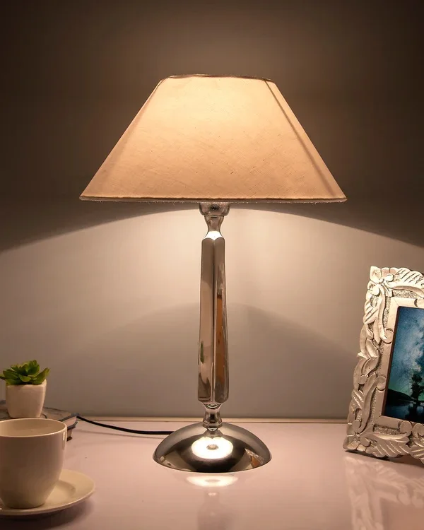 Korean style decorative ornaments bedroom bedside lighting cylindrical silver-plated white metal reading lamp