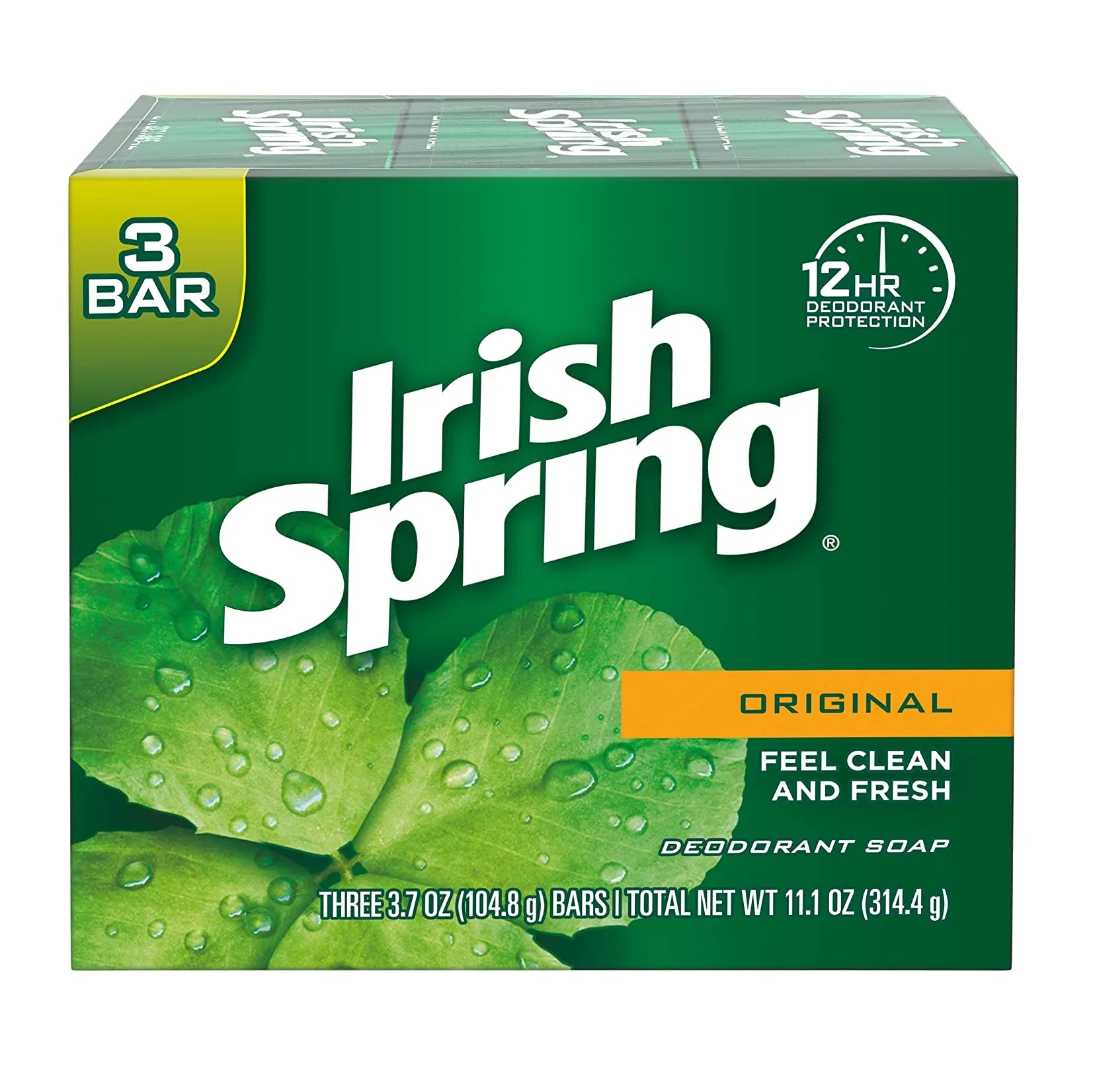 Irish Spring Deodorant Soap Original Bar, 3.7 Ounce (Pack of 3)