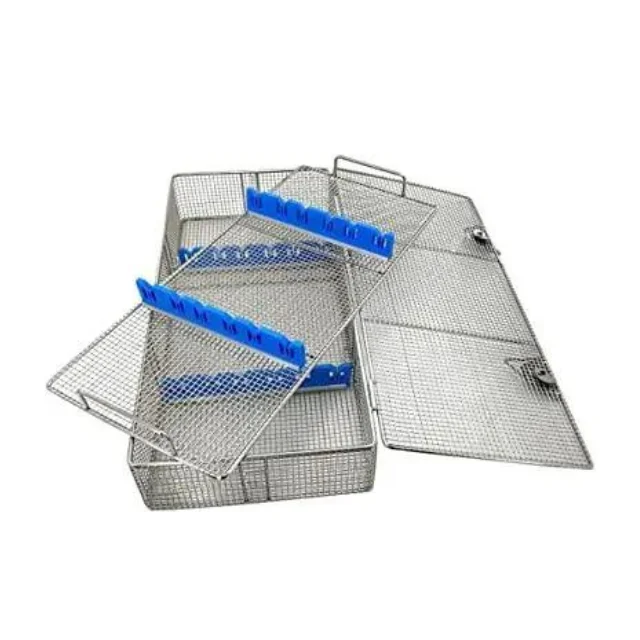 HOT SALE Medical German Dental Autoclave Sterilization Twin Cassette Rack Box Tray / Instruments Stainless Steel Reusable