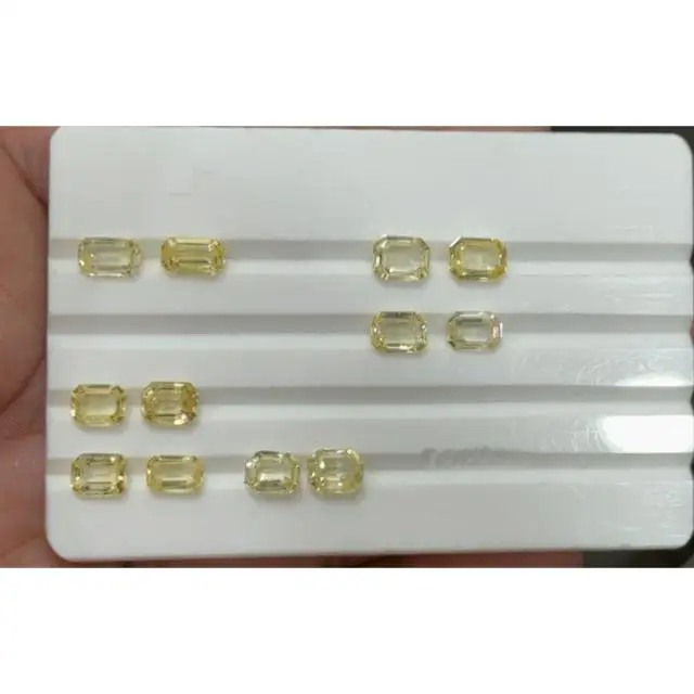 Superfine Quality Natural Yellow Sapphire Unheated Gemstones Yellow Color Octagon Loose Srilankan Sapphires