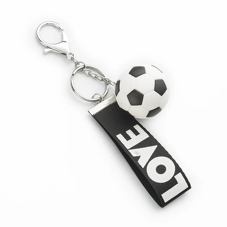 Promotional hot football keychain for boys sport soccer 3D cartoon PVC football Keychain school bag pendant Charm souvenir gift