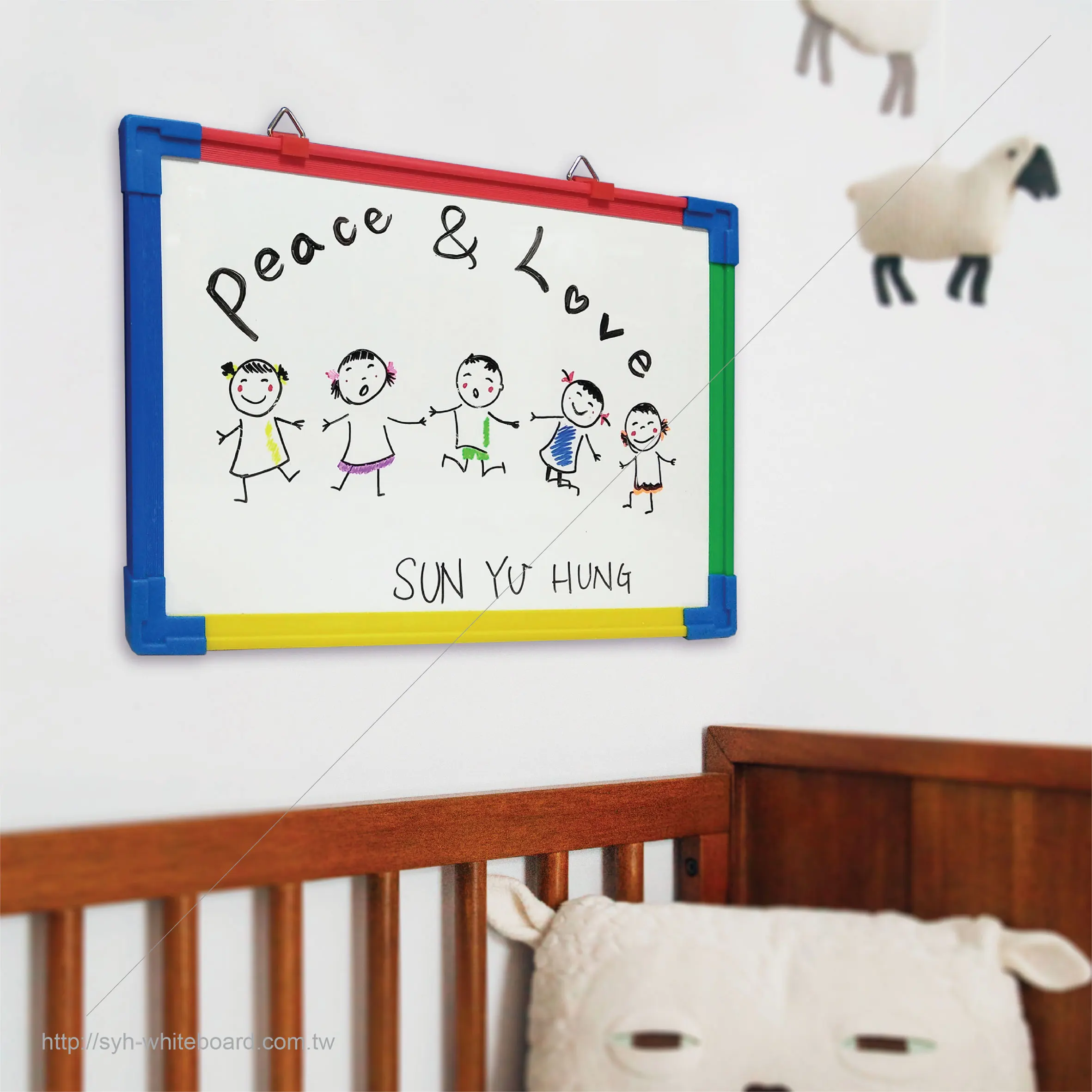 Colorful mini magnetic whiteboard with plastic frame and movable tray