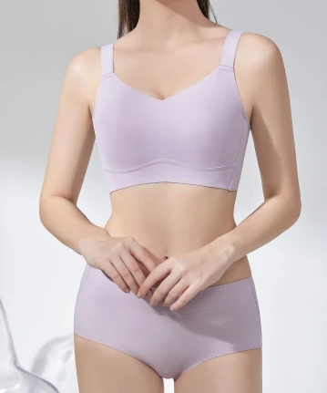 Full cup ladies Thin Soft underwear Big Size V-neck Jelly bar comfort support Anti droop Wireless gather 34G seamless Sports bra