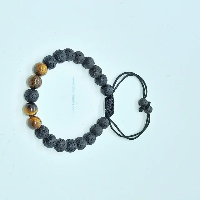 New Fashion 8mm Natural Agate Lava + Tiger Eyes  Bead Round Bracelet Stone Wholesale Bracelet Adjustable Unisex |Buy Jilaniagate