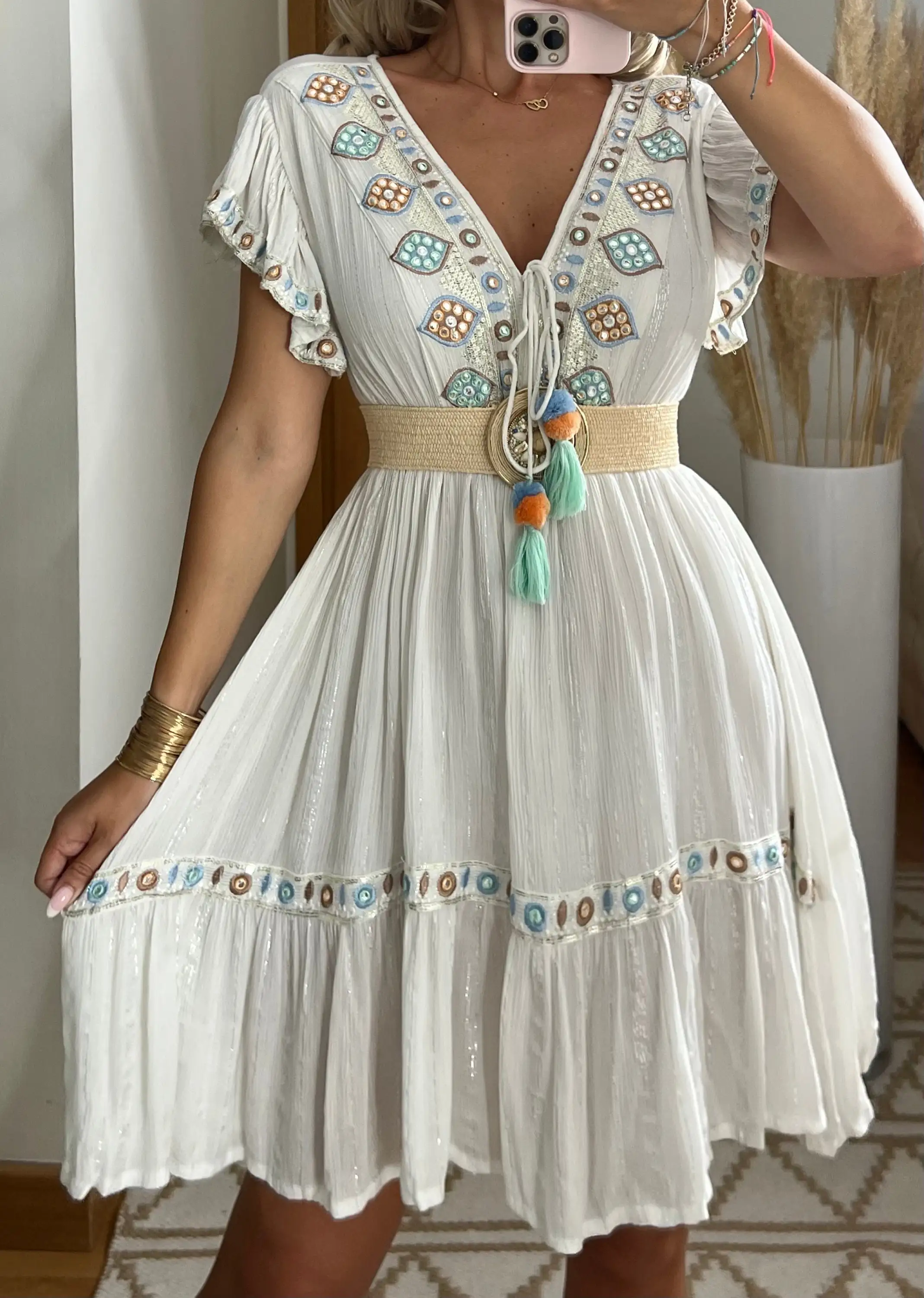 2024 Fashion Women Beachwear Cover Up Dresses Loose Short Sunscreen  Bikini Midi Beach Dress handmade premium product