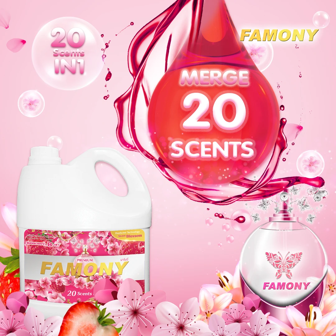 FAMONY Concentrate Liquid Fabric Softener Sweet Blossom Scent 20 Scent in 1 Net 3500ml Bestseller