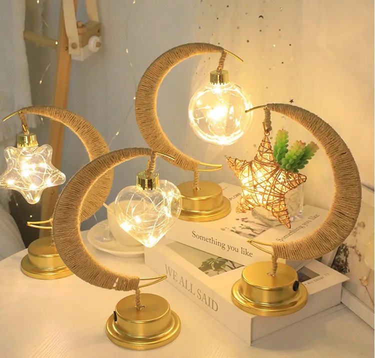 Indoor Moon Star Wishing Ball Heart Table Night Lamp For Home Decoration Gift Party Holiday Wedding Christmas Ambient Light