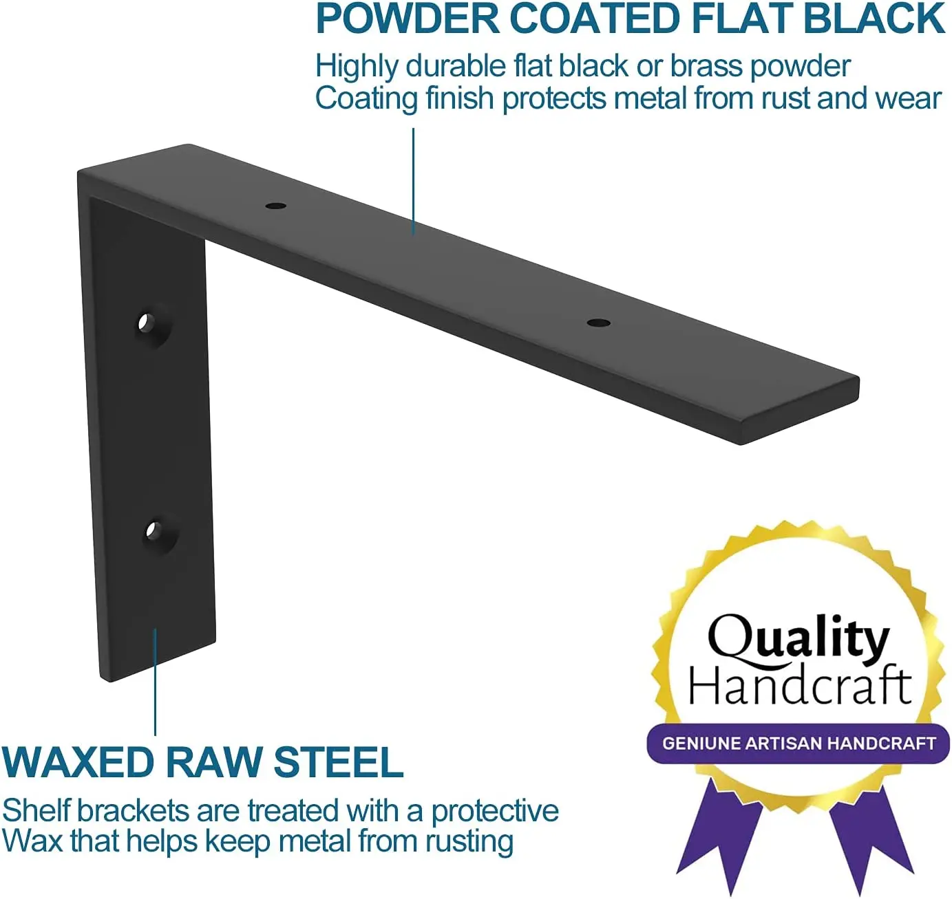 Factory Customized Black L Shaped Corner Floating Shelf Wall Mounting Brackets for Table Wood Bed Chair