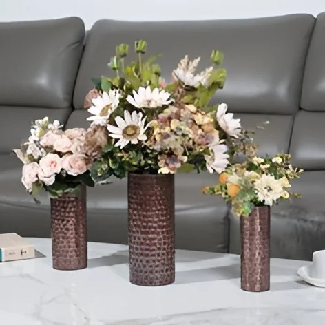 Modern Slim Silver Metal Flower Table Vase Wedding & Room Decoration for Centre Modern Table & Floor Vase
