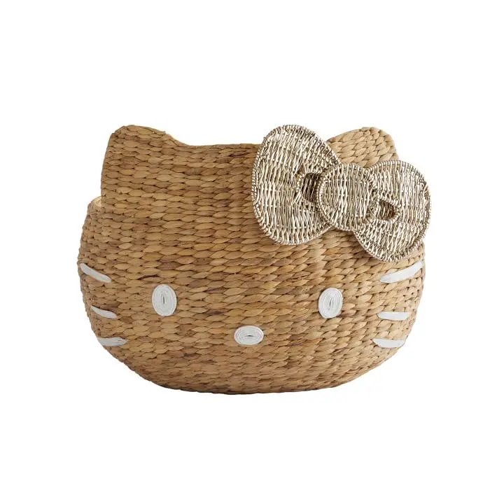 Decoration Cute Water Hyacinth Hello Kitty Storage Basket 100% Eco-friendly Woven Storage Basket vietnam cheap wholesale
