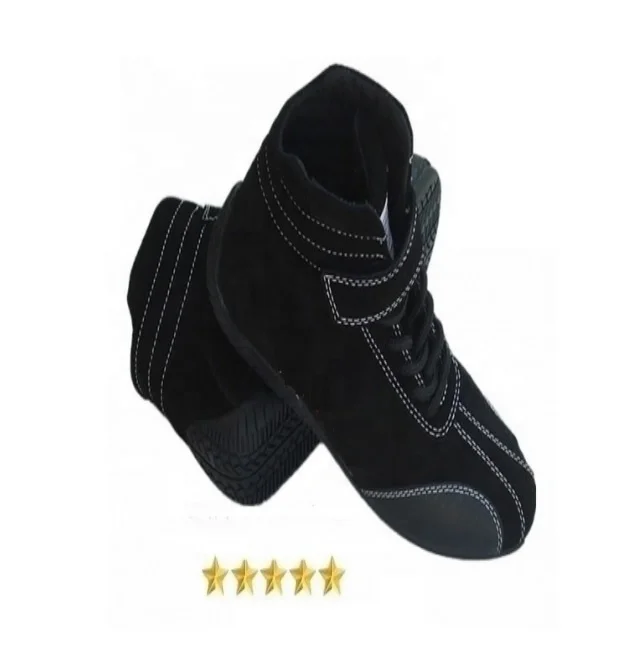Go Kart Race Shoes for Winter & Summer Genuine Leather Lining Rubber Insole Ankle Height Boot with Zip Closure