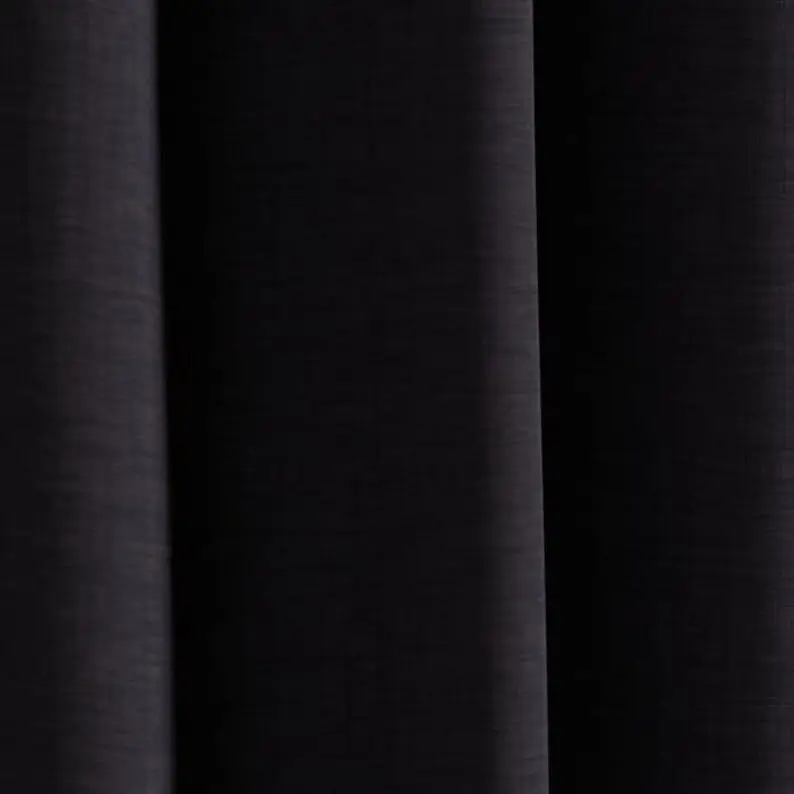 Black Color Washed Cotton Long Curtain 2 Panels Solid Farmhouse and Modern Curtains for Living Room Bedroom Door Window Curtain
