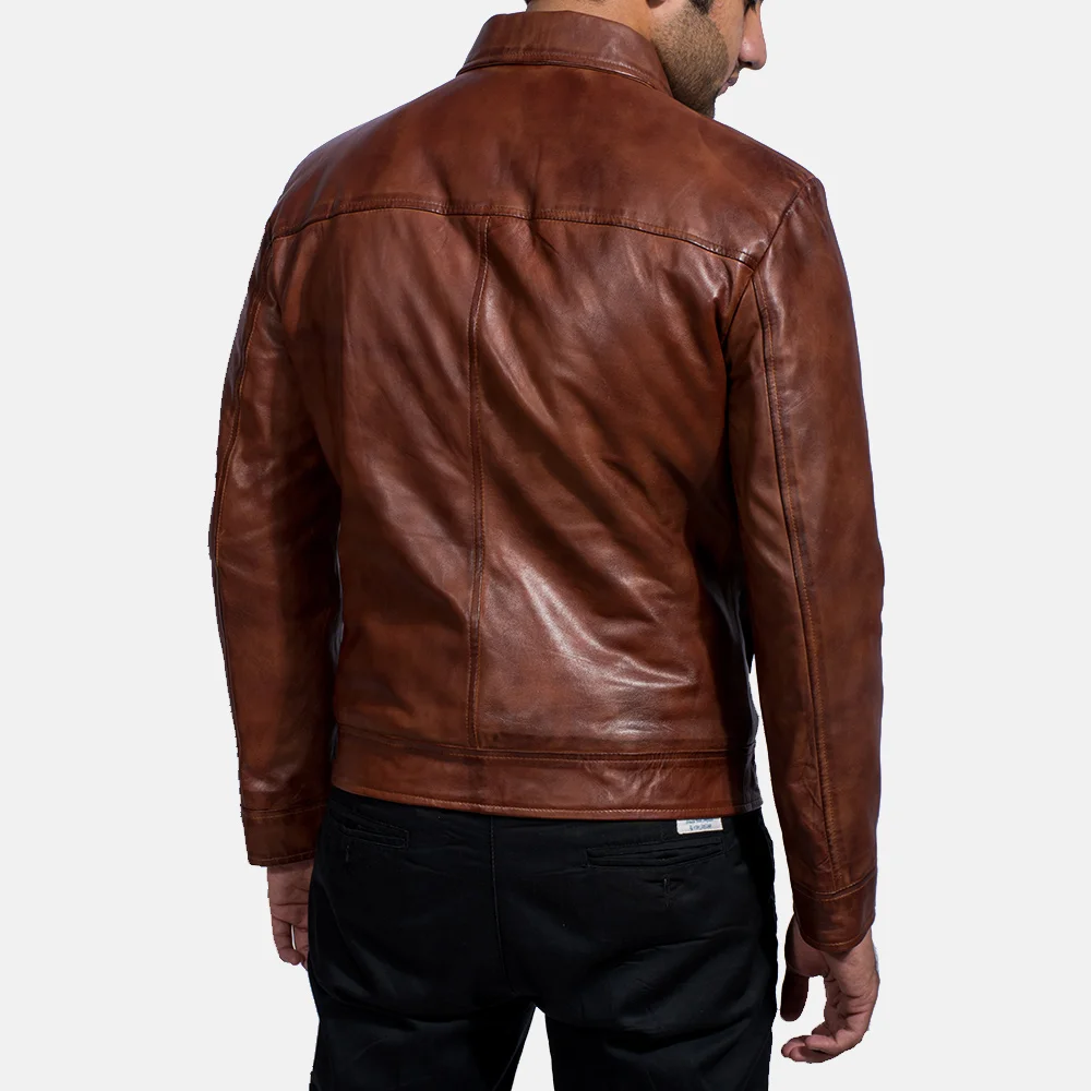Inferno Brown Leather Jacket For Men Top Quality Pakistan Windproof Genuine Leather Jacket For Men