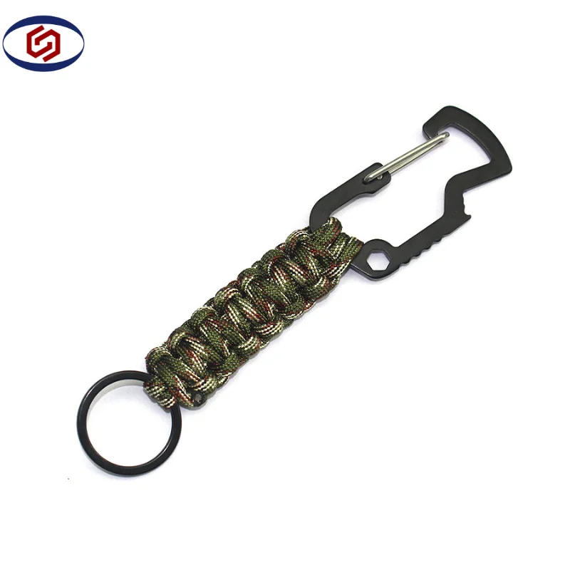 Outdoor Tactical Mountaineering D-Shackle Keychain Climbing Braided Paracord Survival Keyring