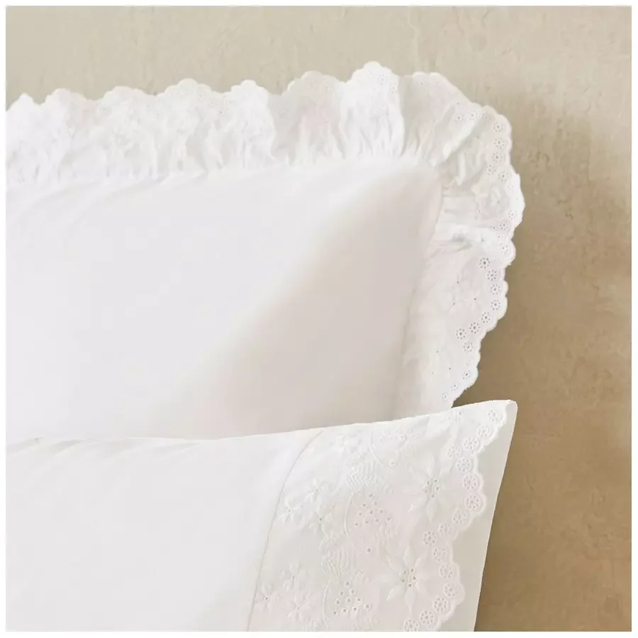 Custom Embroidery White Lace Bedding Set Duvet Cover Sets High Quality White Cotton Sateen Comforter for Home Hotel Wedding