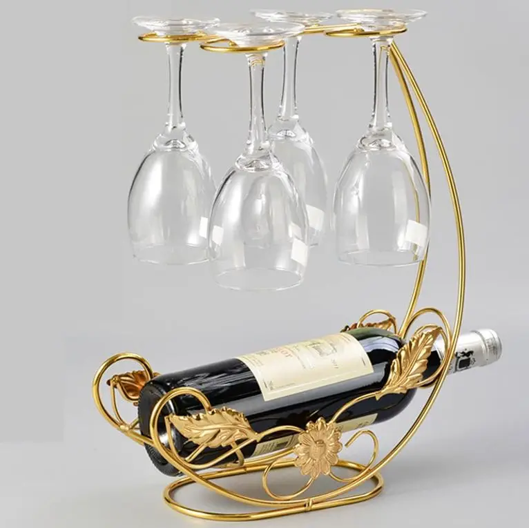 Home Decorative Wine Storage Rack Black & Gold Plated Or Beer Wire Bottle Stand.