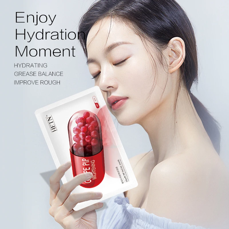 OEM Private Label 5pcs/box Deep Moisture whitening skin care High Concentration grape seed facial mask for daily care