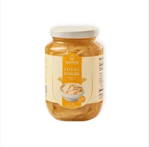 Homtiem 16Oz (454g) Pickled Sushi Ginger Non-Additives Non-Preservatives Sliced Shape for Healthy Appetizers