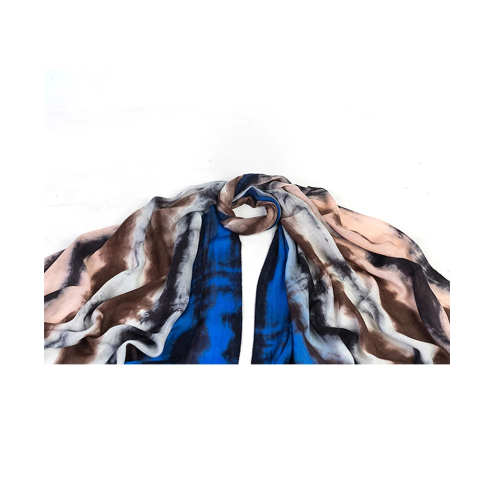 New Collection Tie Dye Merino Scarves Lightweight Ethnic Long Plain Style Cashmere Material for Winter at a Good Price
