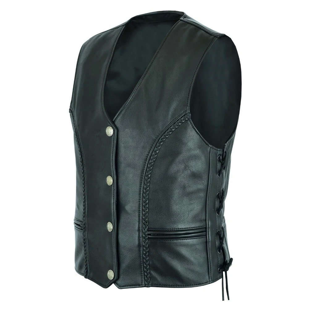 High Quality Genuine Leather Biker Motorcycle Vest Motorbike Vest Made Thick Leather Leather Motorbike vest in pk
