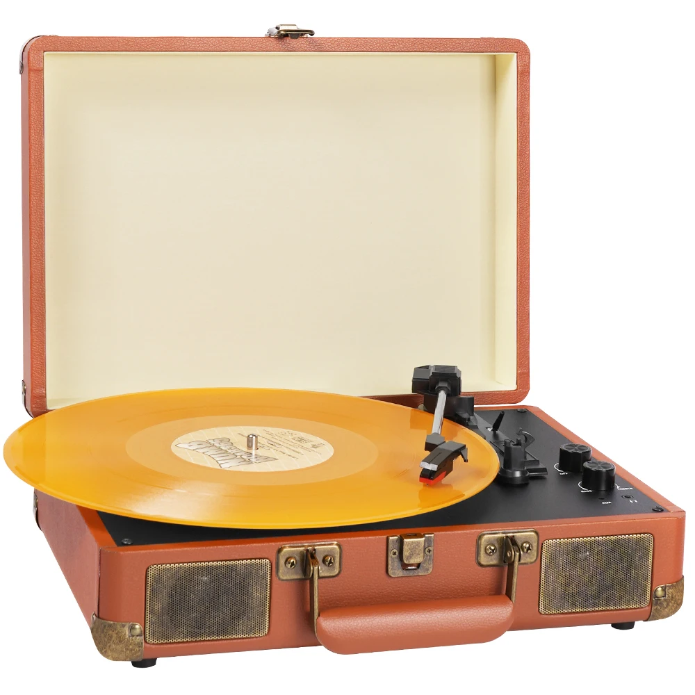 AUDMIC Hot Selling Bluetooth Input and Input Turntable Player Transmitter Retro Wooden Turntable Player