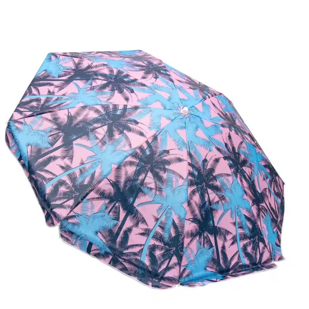Tremendous Quality 2.0m Tropical Parrots Digital Canvas Pattern Wind Portable 140gm Custom Beach Umbrella