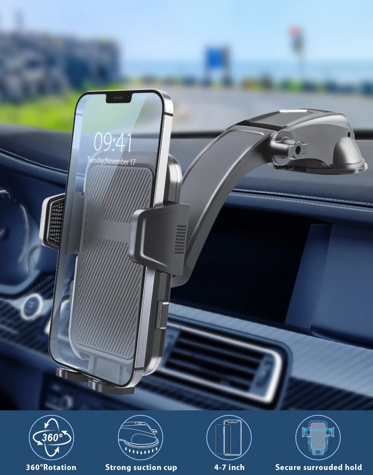 Trending Car Strong Suction Cup Dashboard Phone Stand Adjustable 2 in 1 Car Phone Mount Telefonhalter Cell Phone Holder for Car
