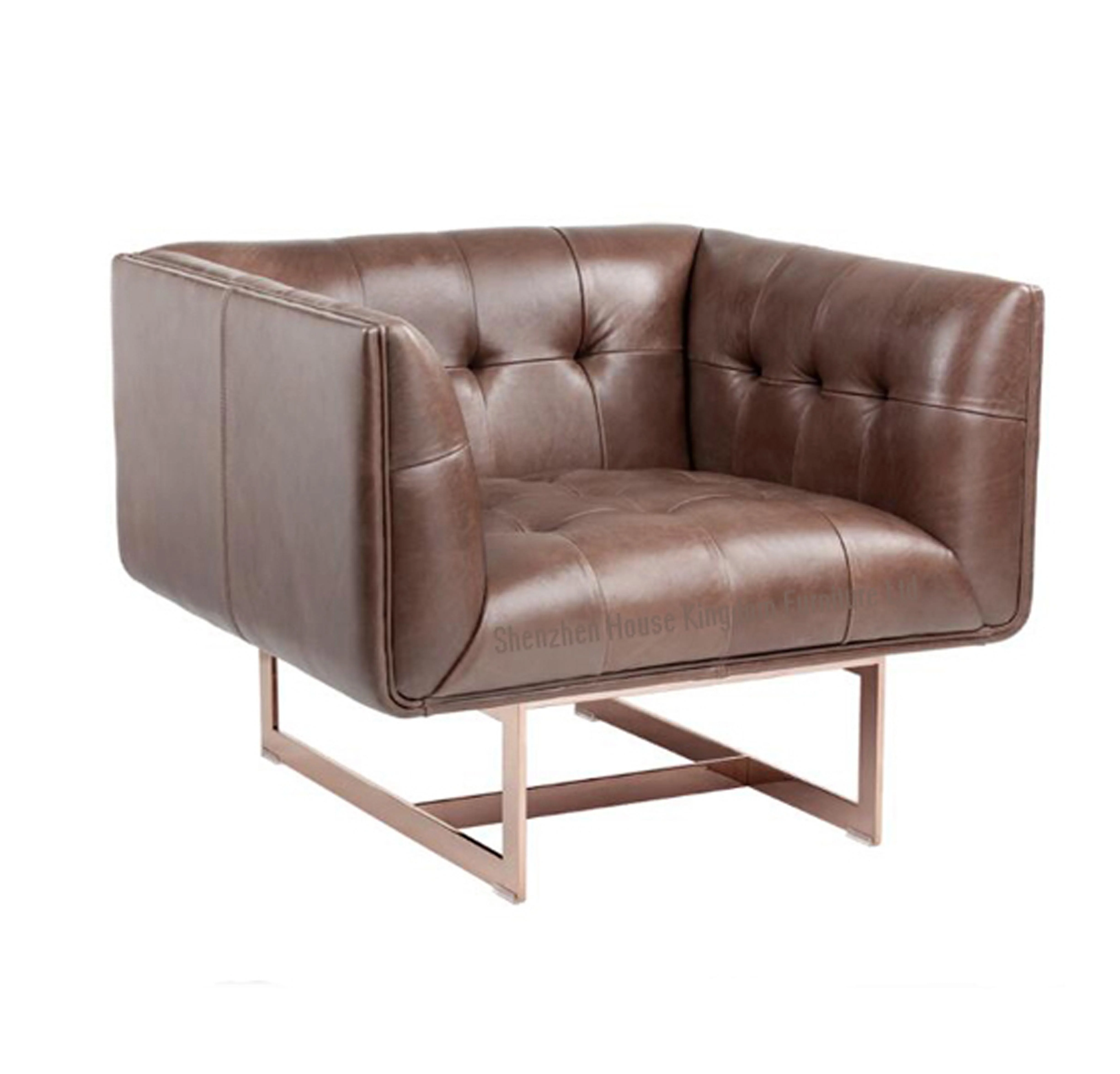 Modern Design 100% Pure Leather Wide Genuine Leather Top Grain Leather Armchair