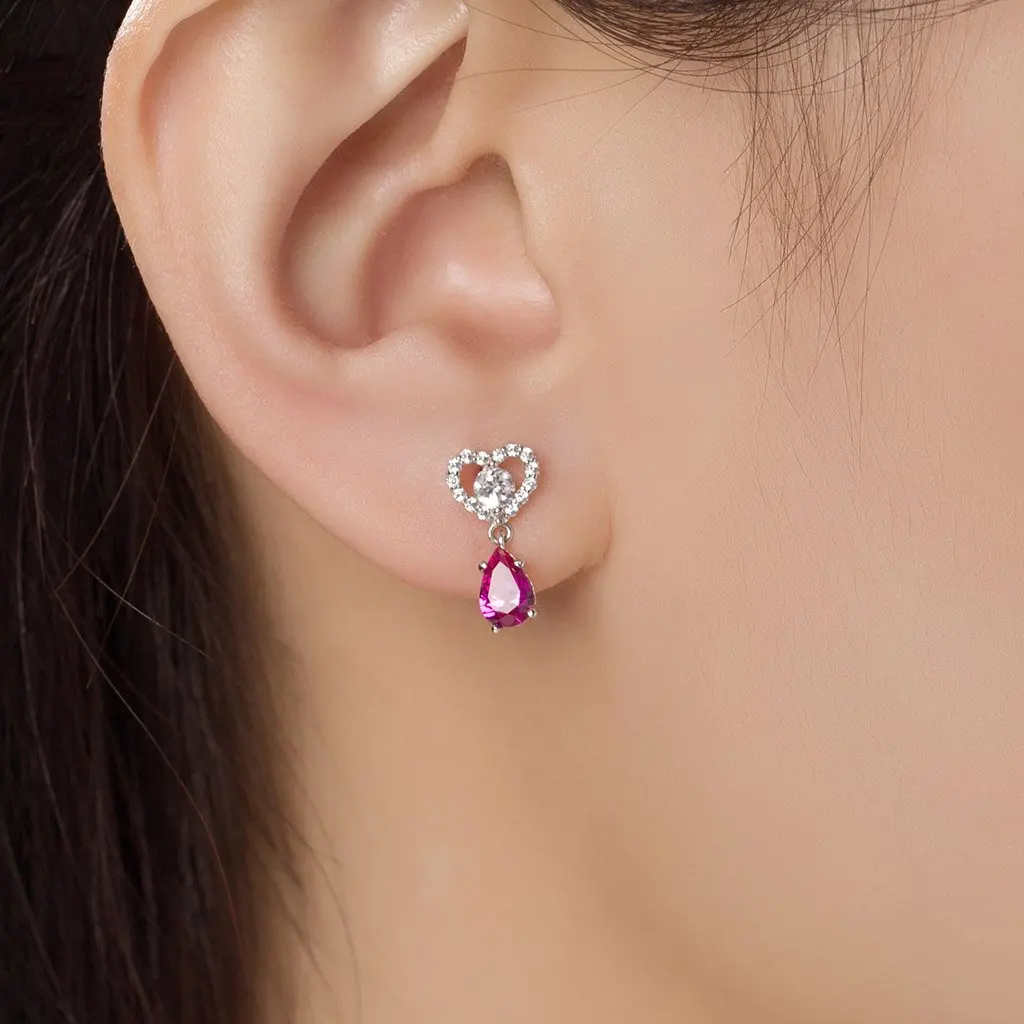 Gemstones Jewelry Set Collection Au585 Real Gold Necklace Fine Jewelry Set With Ruby Stone Made In Vietnam PTB291