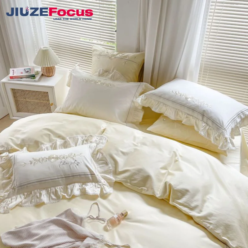 2022 new wedding comforter set ,luxury bed covers with lace bedding set bed sheet bedspread duvet cover