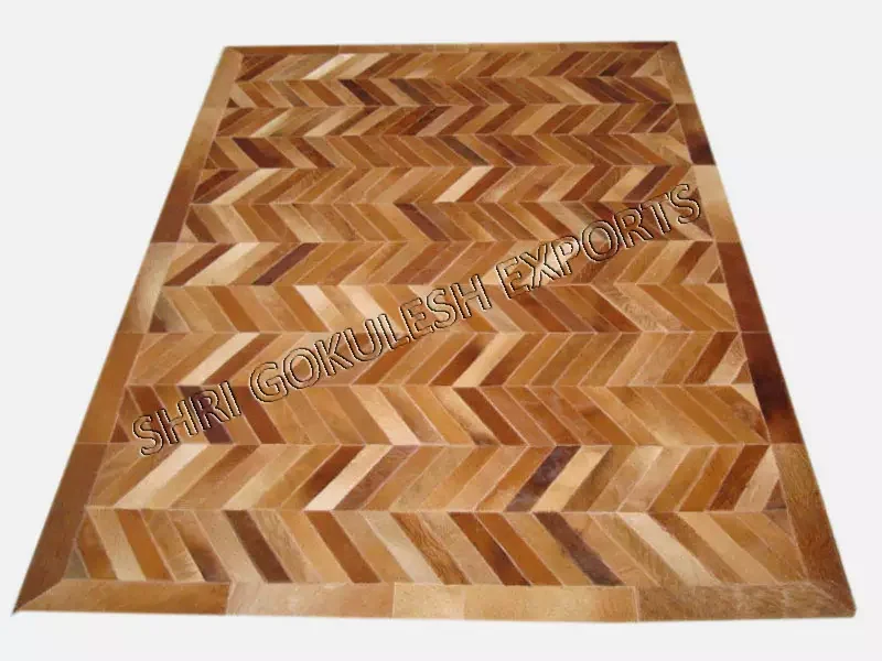 Indian Style Traditional Leather Patchwork Carpets Quality Grade Home Decoration Floor Carpet / Area Rug Export