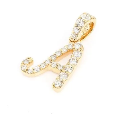 Real Diamond Initial Letter a Pendant 14K Solid Yellow Gold Alphabet Dainty Necklace VS Natural