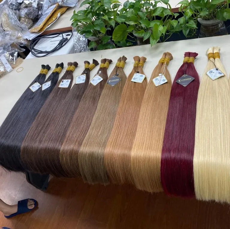 High quality Bulk coleta straight colored hair cabello humano 8 to 30 inches Cuticle Aligned Russian Hair Extensiones Aliexpress