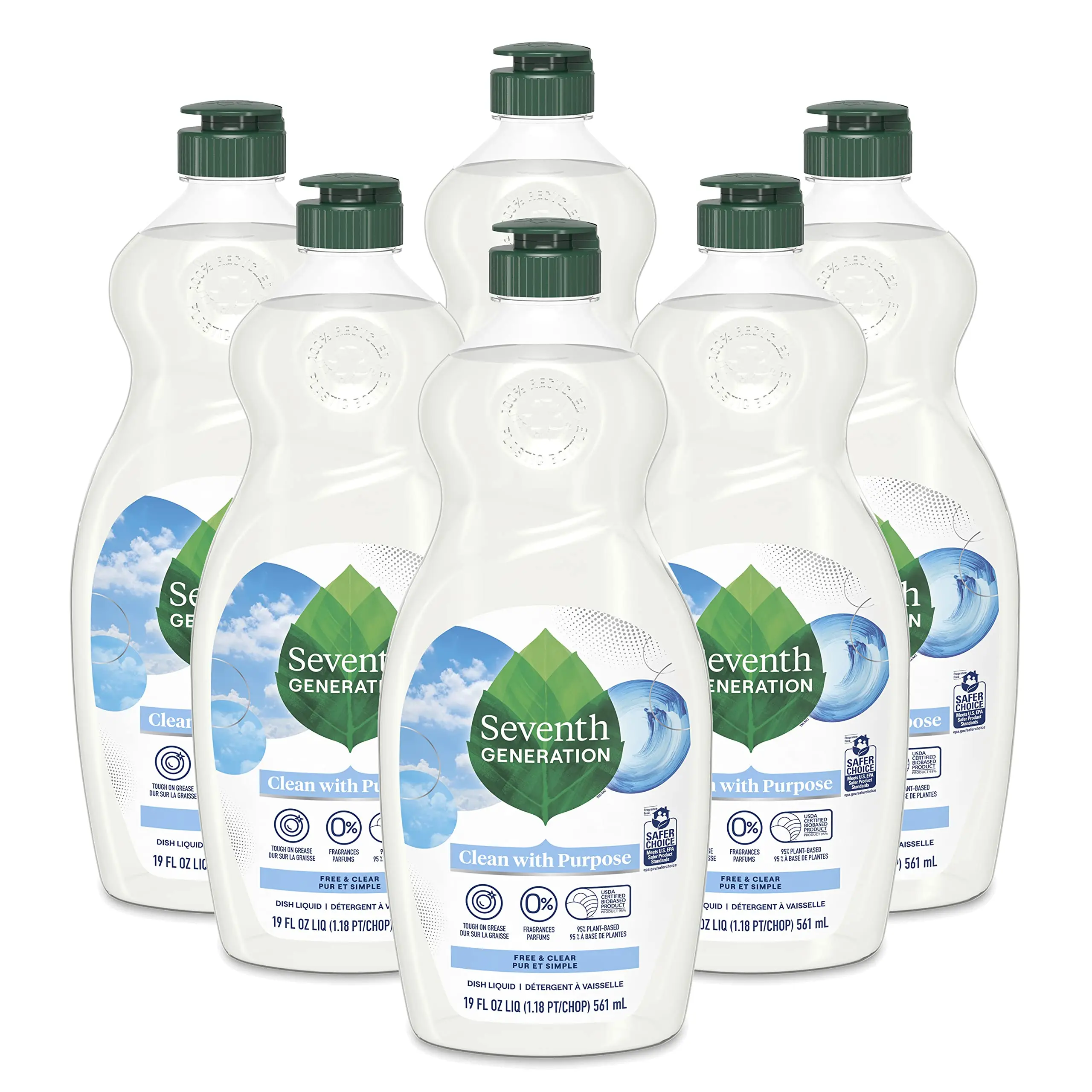 Seventh Generation Dish Liquid Soap, Free & Clear, 25 oz (Packaging May Vary)