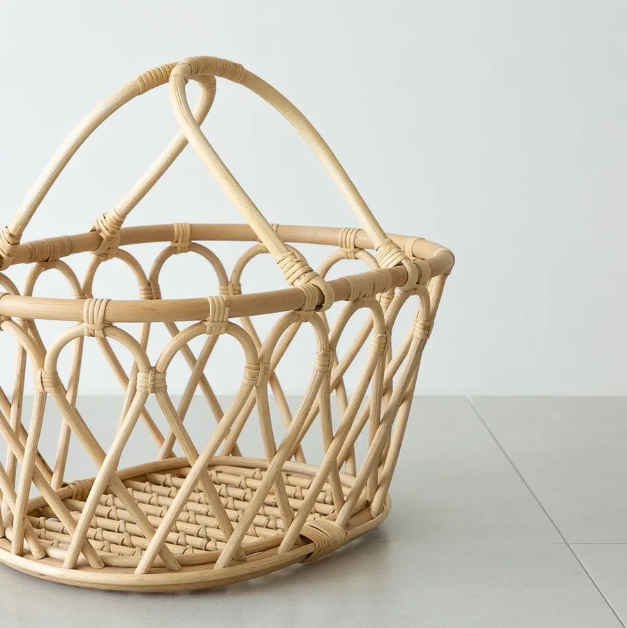 Элегантная корзина для хранения из натурального ротанга с ручкой декоративная пикника фруктов домашний декор