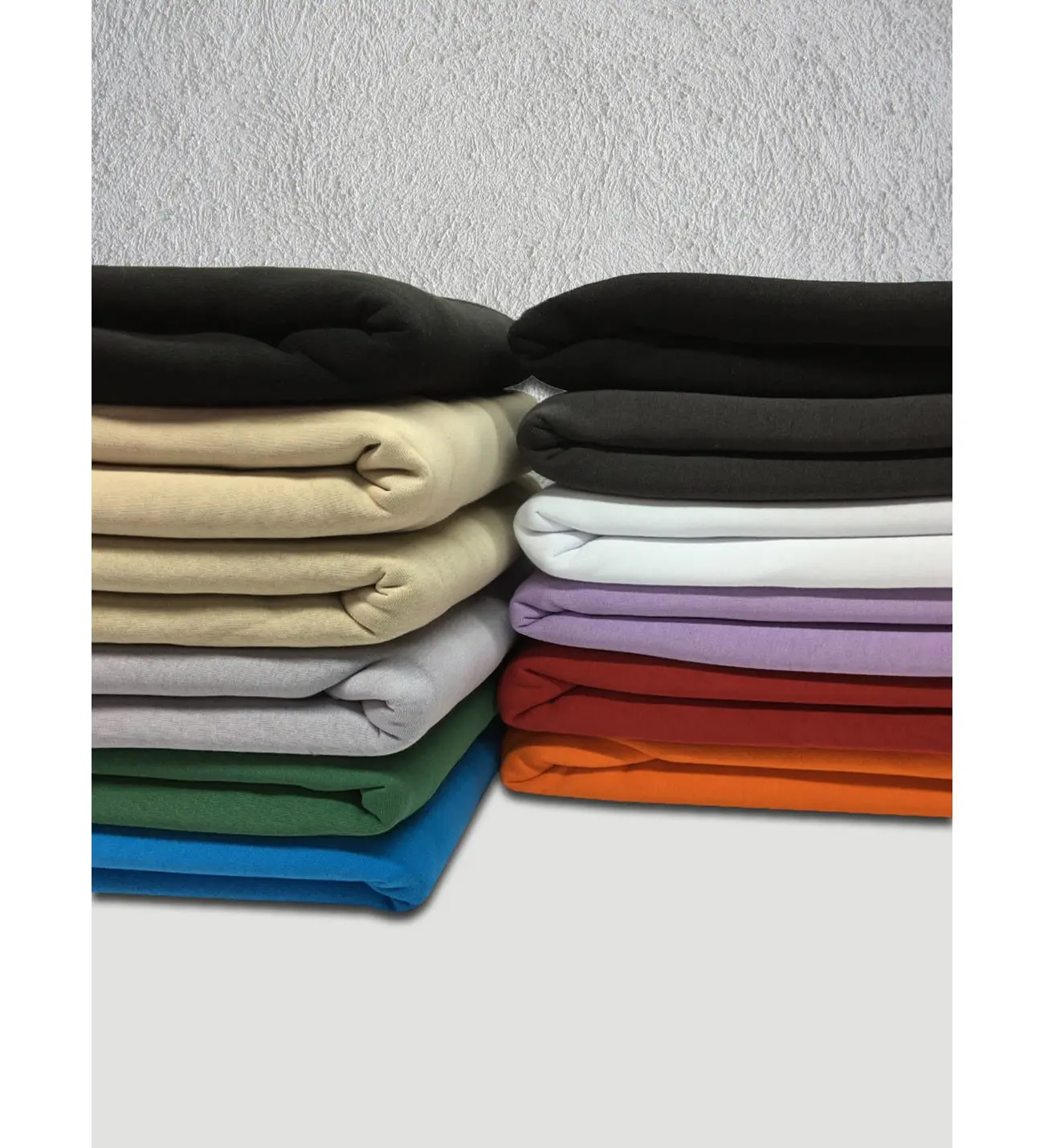 Egg Shell Color French Terry Cotton Fabric 65% Cotton 35% Polyester Blend Fabric Winter Clothing Brushed 3 Fleece Knitted Terry