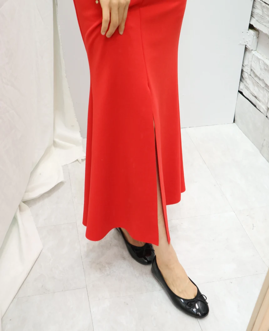 Sophisticated slits mermaid line spandex long skirt made in Korea