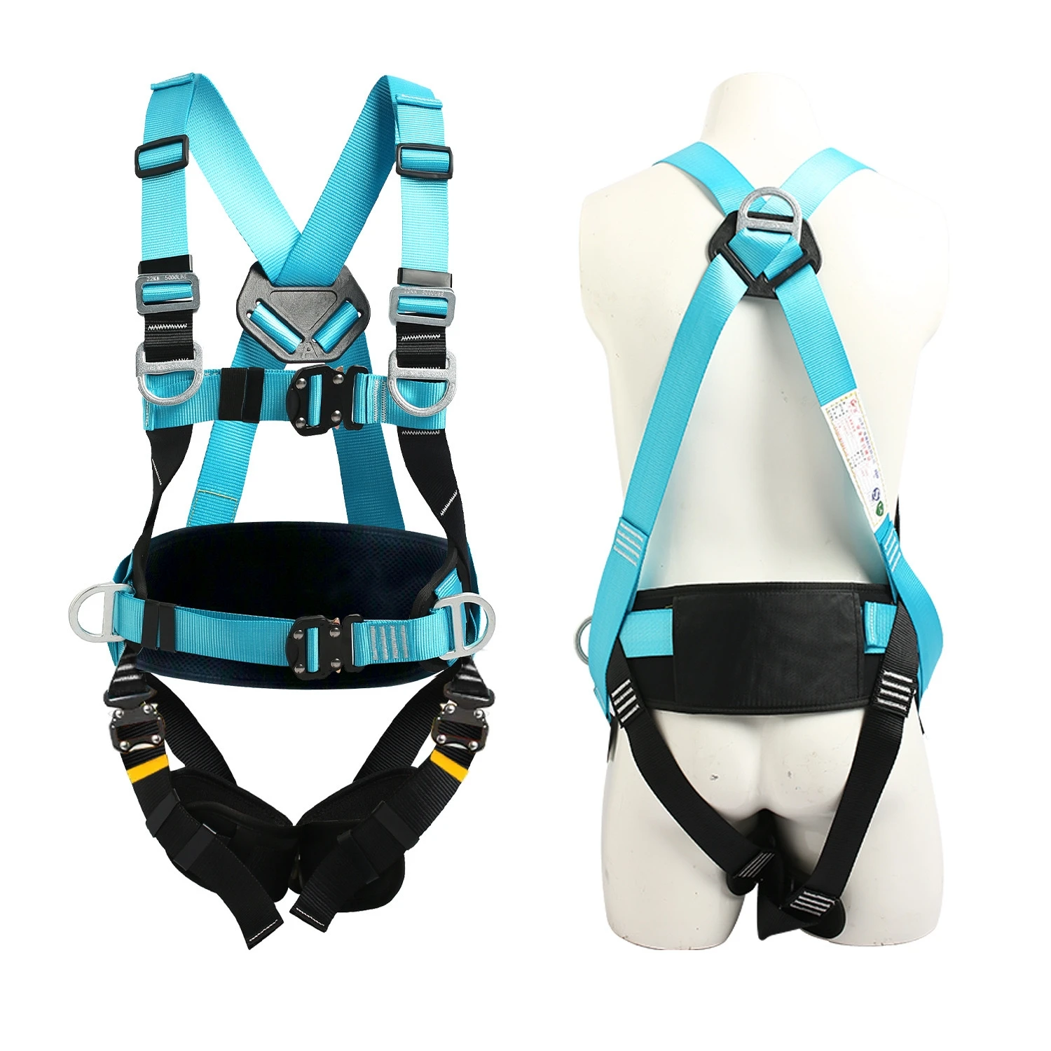 Simple Effective Safety Belt Double/single Hook Rope Lanyard  3 Hanging Point Full Body Safety Harness Belt