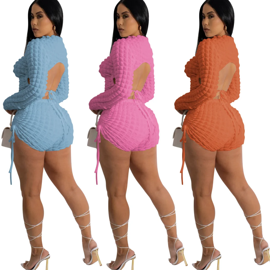 New 2023 Casual Popcorn Fabric Set Womens Spring Fashionable Sets Women Two Piece Set